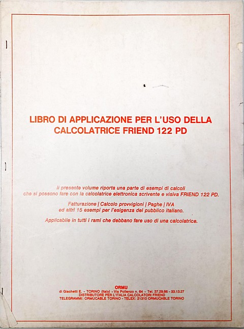 Friend 122 PD libro di applicazione