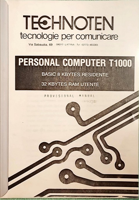 Technoten personal computer T1000 manual