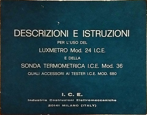 istruzioni Luxmetro mod.24 ICE e sonda ICE mod.36